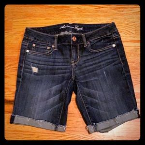 American eagle denim, mid thigh shorts